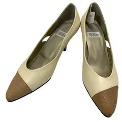 【新品未使用】エレガンス卑弥呼 (22) パンプス ポインテッドトゥ バイカラー ヒール 切り返し 希少デザイン