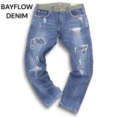 BAYFLOW DENIM ベイフロー 通年 ダメージ＆リペア加工★ ウエスト切替 テーパード デニム パンツ ジーンズ Sz.30 メンズ