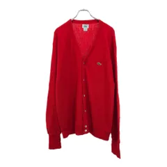 90年代 USA製 IZOD LACOSTE アイゾッド ラコステ アクリルニット カーディガン レッド(メンズ XL)中古 古着 V3963
