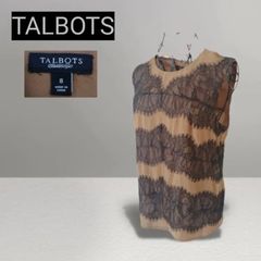 【TALBOTS】タルボット　ノースリーブカットソー　花柄デコレーション　茶系8