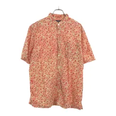 23区 小花柄 半袖 バンドカラーシャツ 50 レッド系 23ku メンズ