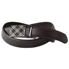 本革 オートロックベルト《6メタルチェックチョコシボ》 新品 未使用 牛革 本革 レザー 穴なし カット可能 ビジネスベルト 【C7T】【メール便3】 ファッション