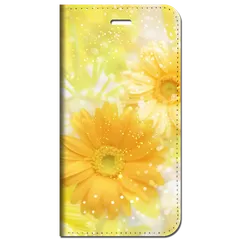 iPhone15 他 手帳型 ケース ガーベラ-イエロー ★ iPhone SE 8 13 12 他 iPhone各機種対応可能 スマホケース ★ 5r