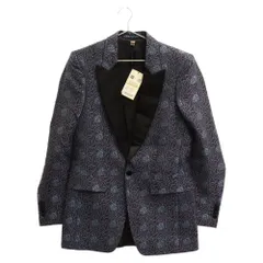 BURBERRY (バーバリー) Sitwell Silk Blend Sport Coat ピークドラペル 総柄1B タキシード ジャケット ブルー/ブラック 4066327のサムネイル