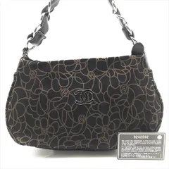 良品 CHANEL シャネル ココマーク カメリア スエード チェーン ワンショルダー バッグ ブラック k2706