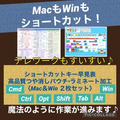 Mac＆Win★ショートカットキー早見表〈ラミネート加工〉テレワークもすいすい♪