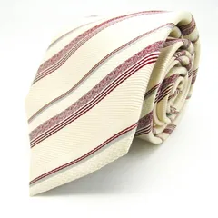 スーツセレクト ブランド ネクタイ シルク ストライプ柄 メンズ ホワイト SUIT SELECT 【中古】