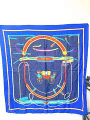 HERMES エルメス シルクスカーフ カレ90 Petite main 紺色 - メルカリ