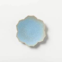 KIWAKOTO YURI DISH Small 15cm 空(水色) 花のお皿 京焼 清水焼