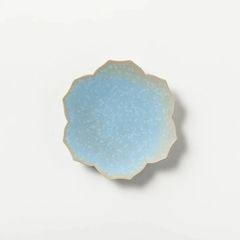 KIWAKOTO YURI DISH Small 15cm 空(水色) 花のお皿 京焼 清水焼