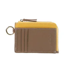 ☆ グレーベージュxイエロー ☆ Digne レザーミニフラグメントケース byLIZDAYS LIZDAYS リズデイズ 財布 lz-67106 フラグメントケース ミニ財布 コインケース 小銭入れ カード入れ L字ファスナー スキミング防止 本革