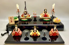 ひな人形 一秀作 安土雛 江戸 木目込 五人飾り二段 雛人形