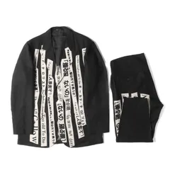 Yohji Yamamoto ヨウジ ヤマモト 着る服 ないの メッセージ リネン テーラード ジャケット & テーパード ワイド パンツ セットアップ POUR HOMME 18SS ブラック ジャケット 3 / パンツ 2 日本製のサムネイル