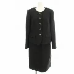 バーバリー ロンドン BURBERRY LONDON スーツ セットアップ B2E14-236-09 ノーカラージャケット ひざ丈 スカート 44 黒 ブラック /☆G ■MUのサムネイル