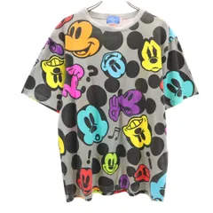 TOKYO DISNEY RESORT 東京ディズニーリゾート 総柄 半袖 Tシャツ L グレー系 ミッキーマウス メンズ 古着