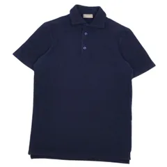 【美品】Cruciani　ポロシャツ　ガーメントダイ　製品洗い　ネイビー　46 美品】Cruciani ポロシャツ ガーメントダイ 製品洗い ネイビー