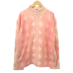 エスカーダ ESCADA 美品 SPORT スポーツ ニット ブルゾン サークル ジップアップ ハイネック 厚手 XLサイズ ピンク ■U90のサムネイル
