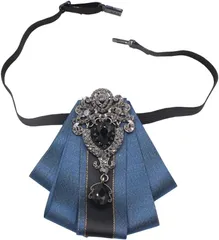 start.side ネクタイ 蝶ネクタイ 男女兼用 メンズ レディース フォーマル ユニフォーム ボウタイ 結婚式 蝶結び ブローチネクタイ(藍スカイブルー,  M)