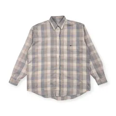 90s ラコステ 長袖チェックシャツ XL cityboy usa古着 短丈 ラルフローレン シルク混 チェックシャツ XLサイズ 長袖 ブラウン