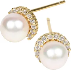 neconipp ピアス パールピアス レディース プレゼント 誕生日 アコヤ真珠 日本産 本真珠 小さい 金属アレルギー(ホワイト(スパークルG),  小さい)