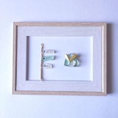 シーグラスアート 晴々 No.2 (2Lサイズ☆シーグラスアート☆ No