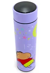 【中古】マグカップ･湯のみ 野原しんのすけ＆野原ひまわり(パープル) 温度センサー付きステンレスボトル 「クレヨンしんちゃん」