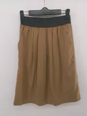 ◇ YECCA VECCA イェッカ ヴェッカ ウエストゴム 膝丈 台形 スカート サイズF キャメル系 ブラック レディース E  【1305090007458】
