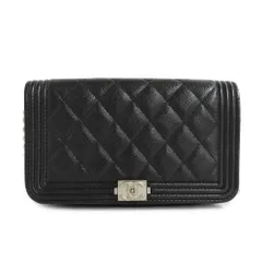【名古屋】シャネル ボーイシャネル フォンケース AP3013 ショルダーバッグ 黒 キャビアスキン SV金具 ウォレット 女のサムネイル