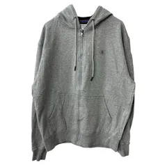Champion ロゴスウェット パーカー M グレー チャンピオン フーディー ジップアップ ワンポイントロゴ 古着卸 アメリカ仕入 a709-5374