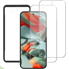 iXinQu Google Pixel 10 Pro XL 用 ガラスフィルム 2枚入 指紋認証対応 グーグルピクセル 9 Pro XL 対応 保護フィルム ガイド枠付き 硬度9H 耐衝撃 自動吸着 a a