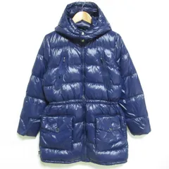 美品 POLO RALPH LAUREN ポロラルフローレン ミドル丈 フーデッド ダウンジャケット ブルゾン キッズサイズ 16 XL ネイビー キッズ 古着 中古 USED