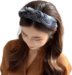 Liebendo 三つ編みカチューシャ 韓国風 ヘアバンド 痛くない 大人カジュアル 髪飾り ヘアアクセサリー(グレー,  Free)