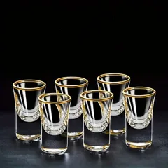 6個セット、ショットグラス、15ml / 0.5ozミニドリンクグラス、ガラスショットカップ、バー、パブ、クラブ、レストラン、家庭用、ドリンクウェア