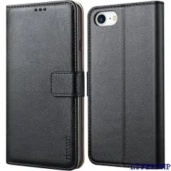 Peakally iPhone SE ケース 手帳型 iPhone se3/ iPhone se2/iPhone8/iPhone7/iPhone6s/6 手帳型スマホケース カード収納 財布型ケース 高級PUレザー マグネット式 スタンド ブラック 1524