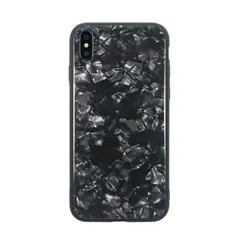 iPhoneX iPhoneXs ケース おしゃれ パール キラキラ アイフォンXS 大人 かわいい きれい 女性 /GLASS PEARL CASE ブラック
