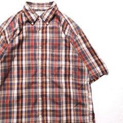 90's 00's Jクルー J.CREW マドラスチェック コットン ボタンダウンシャツ (S) インド綿 90年代 旧タグ オールド　アメリカ古着 USED  ビンテージ ヴィンテージ