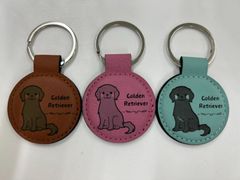 ワンちゃん好きの方へ！プレゼントにも◎【皮製レーザー彫刻チャーム】～ゴールデンレトリバー～オリジナルデザイン