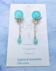 ストーンイヤリング 半球ミントグリーンカラー& ミントカラーボール A-383