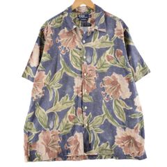 古着 ラルフローレン Ralph Lauren POLO by Ralph Lauren VINTAGE CANP オープンカラー 総柄 ハイビスカス柄/eaa261078
