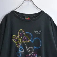 90s〜 MICKEY UNLIMITED ミッキーアンリミテッド ネオン管 ミニーマウス プリント Tシャツ キャラクター ディズニー スーベニア ブラック ヴィンテージ ビンテージ USA アメリカ古着 メンズLサイズ