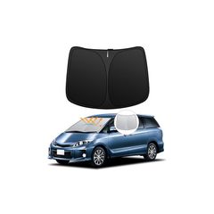 【強化版】トヨタ エスティマ 50系 フロントガラスサンシェード H18.1-R1.10 UVカット 吸盤不要 遮光断熱 夏 紫外線 UVカット 簡単着脱 内装パーツ 車種専用設計 折り畳み式 収納袋付き 0