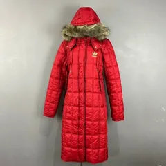 O1 00s archive old adidas quilted down coat jacket アーカイブ オールド アディダス キルティング 中綿 ダウンコート ジャケット ファー付き トレフォイル 刺繍 レディース