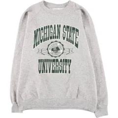 古着 90年代 SANTEE MICHIGAN STATE ミシガン州立大学 3連プリント カレッジスウェットシャツ トレーナー USA製 メンズXXL相当/eaa570859