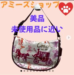 COACH ワンショルダーバッグ ホースアンドキャリッジ プリント サテン アイボリーxピンク M1073-F14893