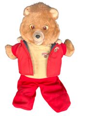 (昭和レトロ) Teddy Ruxpin/テディ ラクスピン・Worlds of Wonder/ワールドオブワンダー 「ぬいぐるみ型カセットデッキプレイヤー」 1985年　36-50cm
