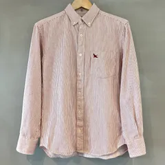 eddie bauer エディーバウアー BDシャツ ボタンダウン ストライプシャツ 赤茶 ブラウン オフホワイト メンズ XSサイズ