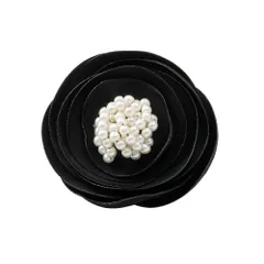 【ブラック×ワンサイズ】[Cream dot. クリームドット公式] コサージュ パール フォーマル 卒業式 卒園式 入学式 入園式 ママスーツ ピン クリップ 上品 エレガント ワンポイント 華やか フラワー 花びら 小さめ 大人