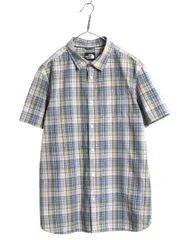 【お得なクーポン配布中!】 ノースフェイス チェック 半袖 シャツ メンズ XL アウトドア コットン マルチカラー カジュアル 薄手 大きいサイズ ポケット付き マチ付き