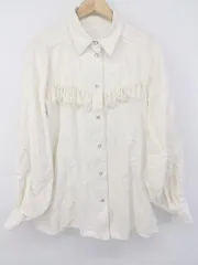 ◇ who's who Chico フーズフーチコ フリンジ オーバーサイズ 長袖 ジャケット サイズF ホワイト レディース E  【1303280014378】