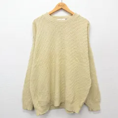 XL/古着 長袖 セーター メンズ 90s 手織り 大きいサイズ コットン クルーネック 生成り 24oct08 中古 ニット トップス